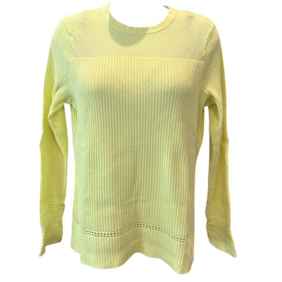 Per Se Carlisle Yellow Knit‎ Sweater Size L 🌼 Designer Spring Staple - Picture 1 of 5